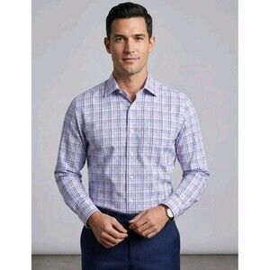 YMI Platinum Men's Shirt Size 15 32/33 Button Striped Cotton